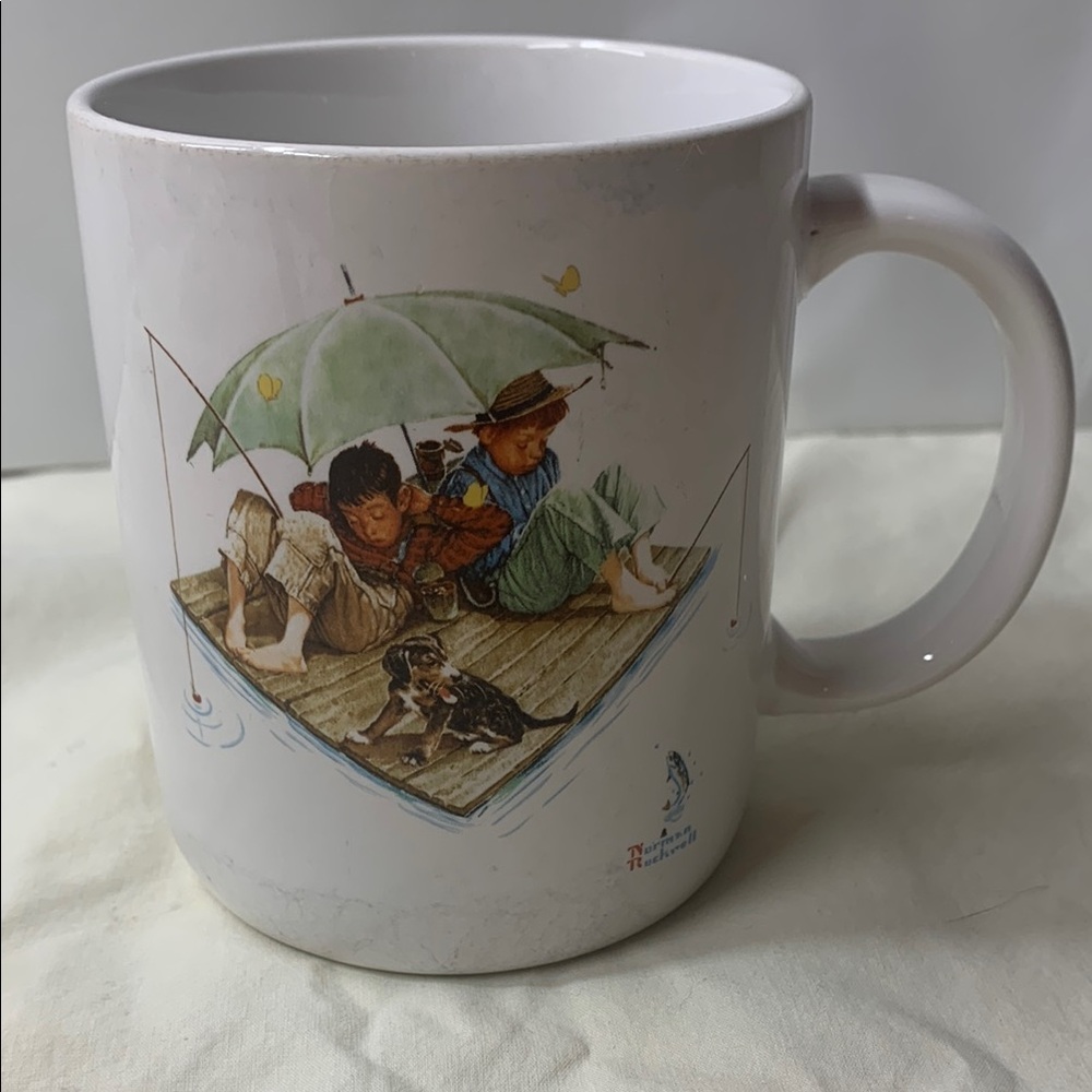 Vintage Norman Rockwell Fishing Mug
